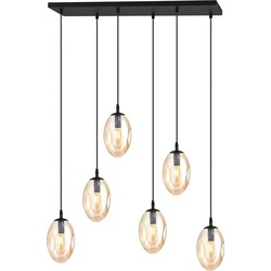 moderne hanglamp Bruno Zwart 6-lichts