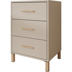 Meubella Nachtkastje Bahia - Beige - 48 cm - 3 lades