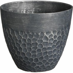 Mica Decorations Plantenpot Bravo - kunststof - buiten/binnen - zwart - D30 x H26 cm - Plantenpotten