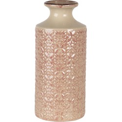 Clayre & Eef Vaas  Ø 13x30 cm Roze Keramiek Rond Decoratie vaas