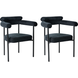 LYNEY - Eetkamerstoel set van 2 - Zwart - Polyester