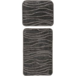 Bari Badmat / Toiletmat - Badkamer Set 2-Delig - Wasbaar - Anti-slip - Grijs- 40x50 CM & 50x80 CM