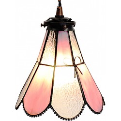 LumiLamp Hanglamp Tiffany  Ø 18x90 cm Roze Glas Metaal Hanglamp Eettafel