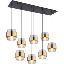 8-lichts hanglamp met cilinder vorm  | Metaal | Hanglamp | Rook kleur | Woonkamer | Eetkamer