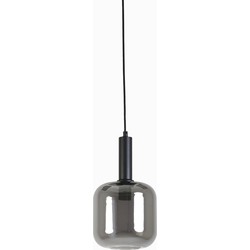 Light&living Hanglamp Ø16x26 cm LEKAR zwart+smoke glas