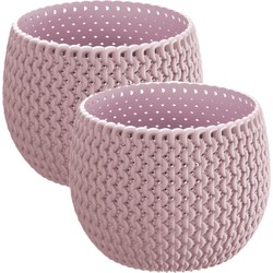 Set van 2x stuks plantenpotten/bloempotten kunststof dia 18 cm en hoogte 13.5 cm midden roze - Plantenpotten