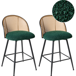 NATHAN - Barkruk set van 2 - Groen - 91 cm - Bouclé