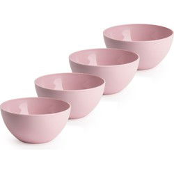 Plasticforte kommetjes/schaaltjes - 4x - kunststof - D14xH6 cm - roze - Kommetjes
