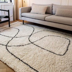 Hoogpolig Vloerkeed Lines wit - Polypropyleen - 200 x 290 cm - (L)