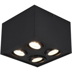 Mat zwart strak draaibare 4-spots plafondlamp 4xGU10