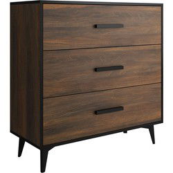 Meubella - Ladekast Frey - Donker eiken - Zwart - 91 cm