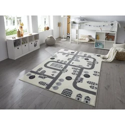 Kindervloerkleed - Adventures Stad Design Crème/Grijs - 160 X 220 CM