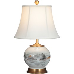 Fine Asianliving Chinese Table Lamp Porcelain with Lampshade White