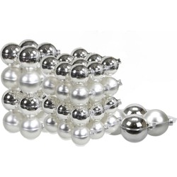 60x stuks glazen kerstballen zilver 6, 8 en 10 cm mat/glans - Kerstbal