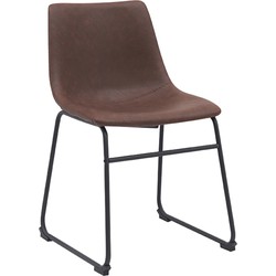LABEL51 Eetkamerstoel Risto - Bruin - PU-Leder - Black Frame