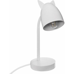 Atmosphera Tafellamp - met oortjes - wit - metaal - 18 x 12,5 x 31 cm - bureaulamp/kinderlamp - Bureaulampen