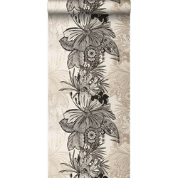 Origin Wallcoverings behang bloemen zwart en beige - 52 cm x 10,05 m - 307133