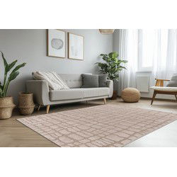 Lotus Home - Modern Vloerkleed - 100% Polyester, Laagpolig, 3D Effect - Beige- 160x230 CM