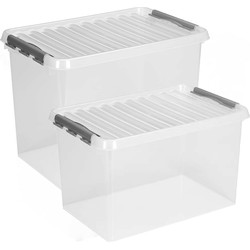 Sunware opslagboxen met deksel - 2x stuks - kunststof - 62 L en 72 L - Opbergbox