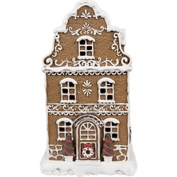 Clayre & Eef Gingerbread house met LED 12x10x21 cm Bruin Kunststof Peperkoekhuisje