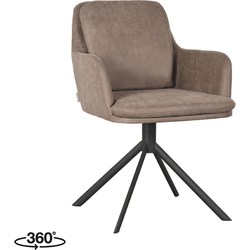 LABEL51 Eetkamerstoel Joy - Taupe - Micro Suede - Black Frame