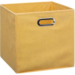 Opbergmand/kastmand 29 liter geel linnen 31 x 31 x 31 cm - Opbergmanden