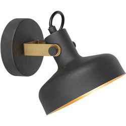 Mexlite - wandlamp - Prato - zwart - metaal - bedlampje - E14 - 4118ZW