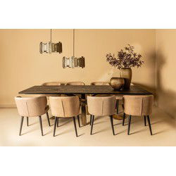 PTMD Eetkamerstoel Fiori - 57x56x80 cm - Leer - Zand