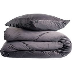 Zavelo Dekbedovertrek Velvet Comfort Antraciet-Lits-jumeaux (240 x 200/220 cm)