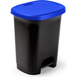 PlasticForte Pedaalemmer - kunststof - zwart-blauw - 27 liter - Pedaalemmers