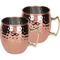 Excellent Houseware Moscow Mule bekers - 2x - RVS - koperkleurig - 500 ml - cocktailglazen - Cocktailglazen