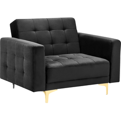 Beliani ABERDEEN - Fauteuil-Zwart-Fluweel