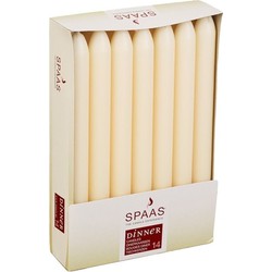 56x Lange kaarsen ivoorwit 22 cm 8 branduren dinerkaarsen/tafelkaarsen - Dinerkaarsen
