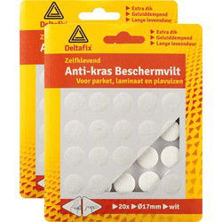 Deltafix Anti-krasvilt - 40x - wit - 17 mm - rond - zelfklevend - meubel beschermvilt - Meubelviltjes