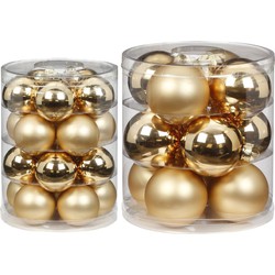 42x stuks glazen kerstballen elegant goud mix 6 en 8 cm glans en mat - Kerstbal