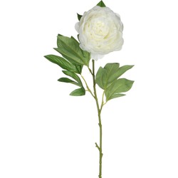 Mica Kunstbloem pioenroos - Creme - 76 cm - polyester - decoratie bloemen - Kunstbloemen