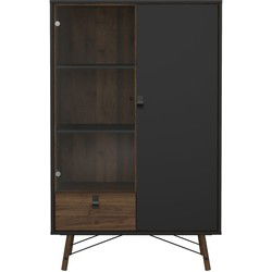 Vitrinekast met 2 deuren (waarvan 1 met glas) en 1 lade H161,8 cm  JOYCE