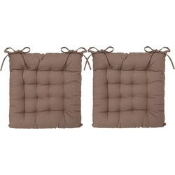 Atmosphera Stoelkussen - 8x - taupe - katoen - 38 x 6 cm - zitkussen - tuinstoelkussens