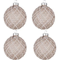 Clayre & Eef Kerstbal Set van 4  Ø 8 cm Bruin Glas Kerstdecoratie