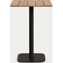 Kave Home - Hoge vierkante Saura tafel metaal staal acacia natuurlijke afwerking 96x70x70cm FSC 100%