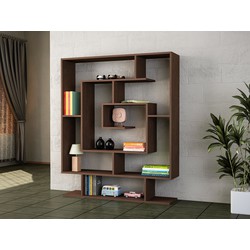 Boekenkast Sarmasik Wengé Bruin Melamine 124,8x149,4x22 cm