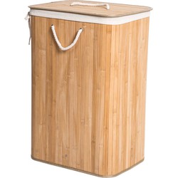 Decopatent® Grote Bamboe Wasmand met deksel - 80 L - Wasmand 1 Vak met stoffen waszak - Opvouwbaar - Wassorteerder - Naturel