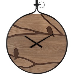 Clayre & Eef Wandklok  60x4x72 cm Bruin Zwart MDF Ijzer Vogels Muurklok