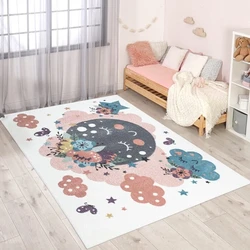 Playful Pals Kids Kinderkamer Crème vloerkleed - Wolken - 80 X 150 CM