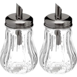 4x stuks suikerpot/suikerstrooier glas met RVS tuit 180ml - Suikerstrooiers