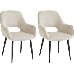 Eetkamerstoelen met armleuning Levi Beige Stof - Set van 2