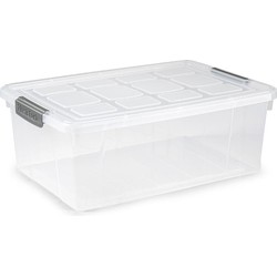 PlasticForte Opslag/opberg bak met deksel - kunststof - 37 x 26 x 14 cm - transparant - 9 liter - Opbergmanden