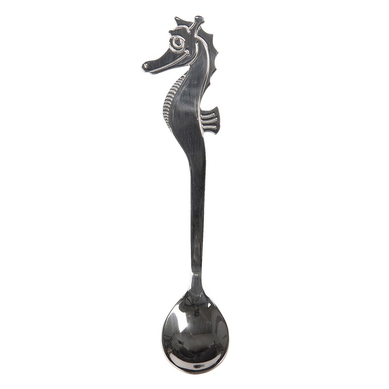 Clayre & Eef Theelepel  13 cm Zilverkleurig Metaal Zeepaard Koffielepel - 