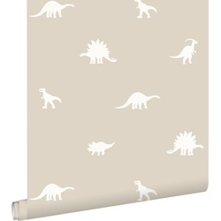 ESTAhome behang dinosaurussen beige - 53 cm x 10,05 m - 139508