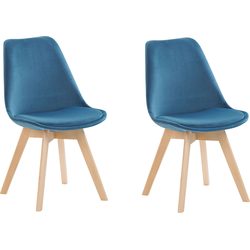 DAKOTA - Eetkamerstoel - Blauw - Fluweel